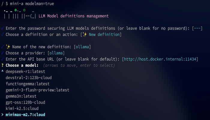 Model manager TUI screen